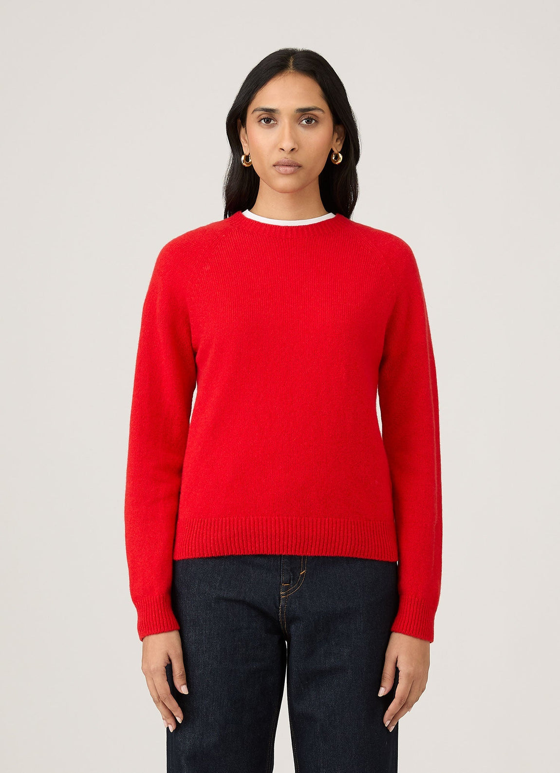 Women's Lambswool Crew Neck Jumper in Bright Red