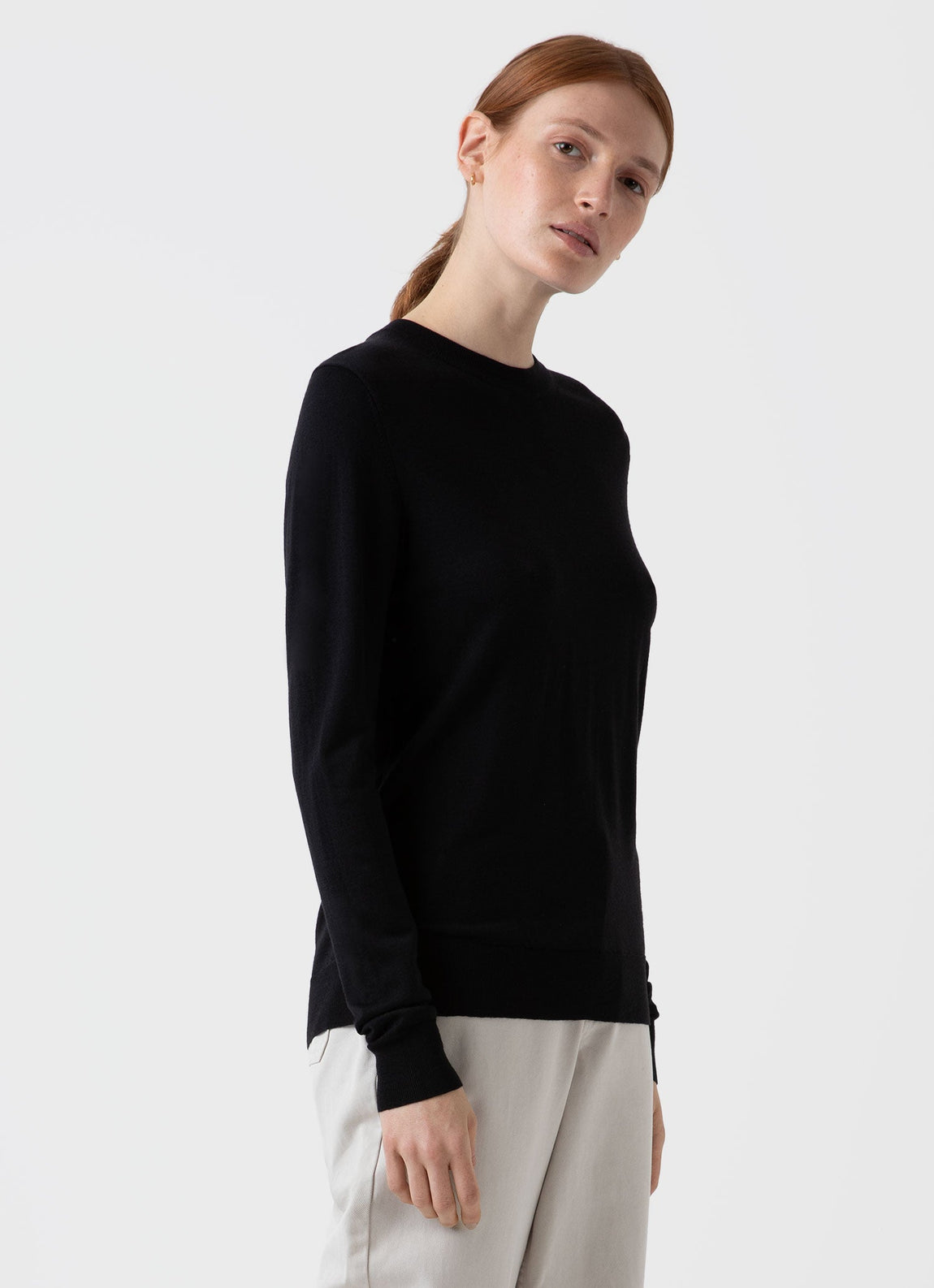 Women's Merino Silk Crew Neck jumper in Black