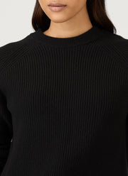 Women's Wool Cashmere Rib Jumper in Black