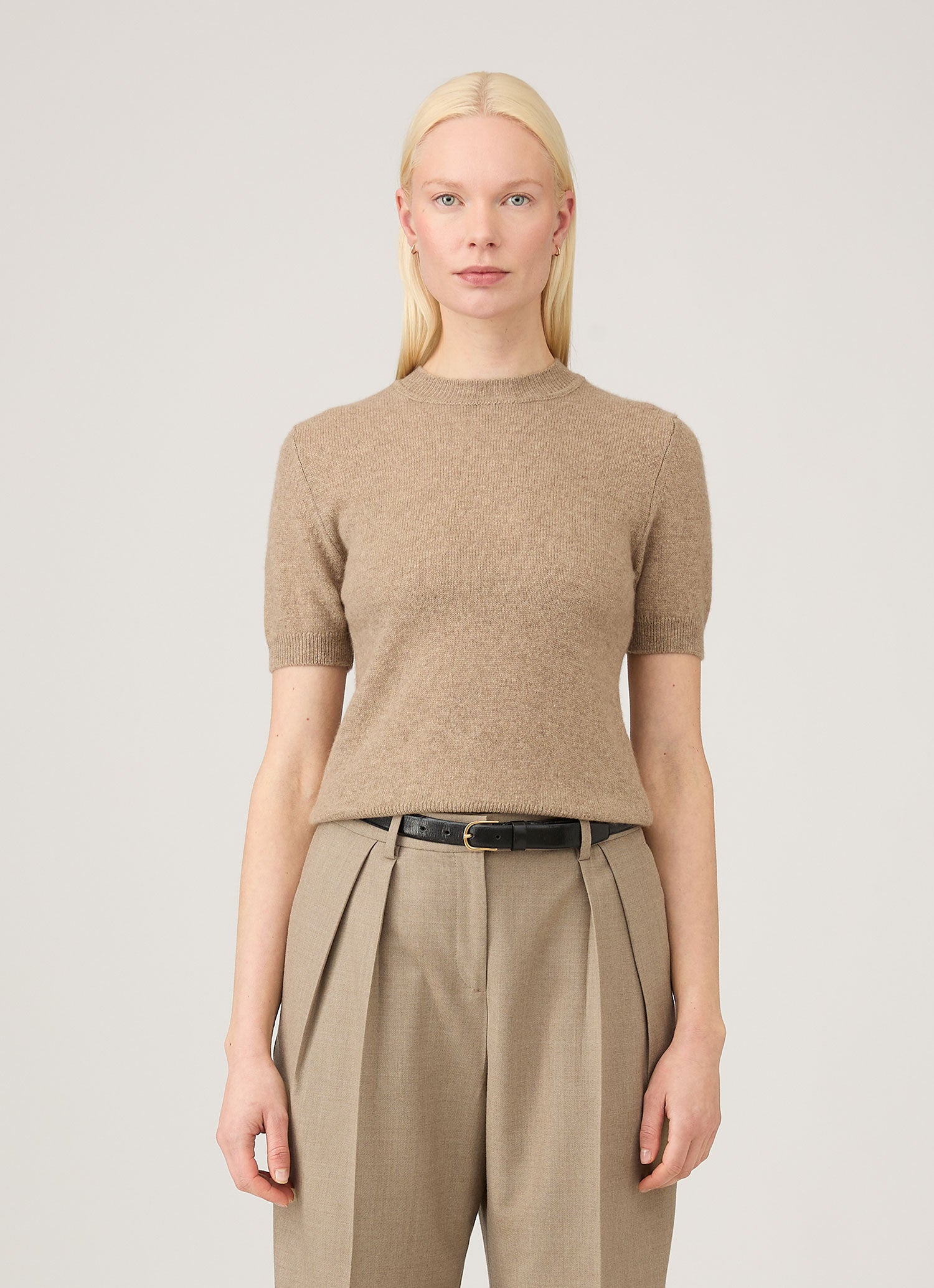 Women's Cashmere T-Shirt in Mink