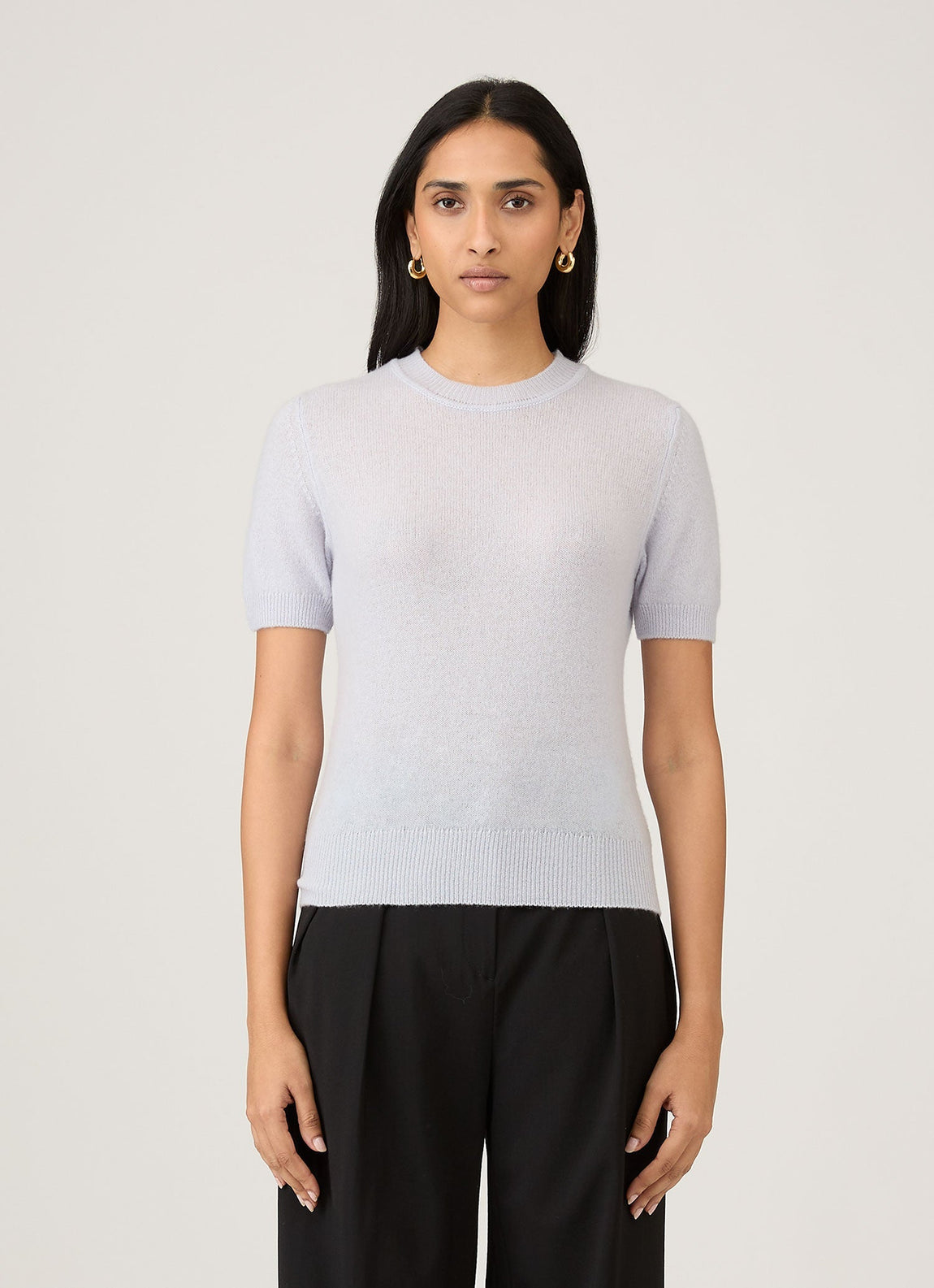 Women's Cashmere T-Shirt in Ice Blue