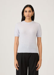 Women's Cashmere T-Shirt in Ice Blue