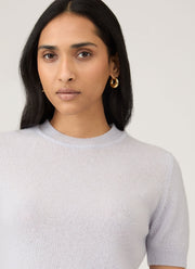 Women's Cashmere T-Shirt in Ice Blue