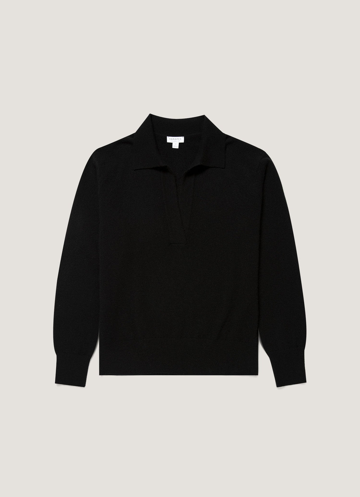 Women's Cashmere Polo Shirt in Black