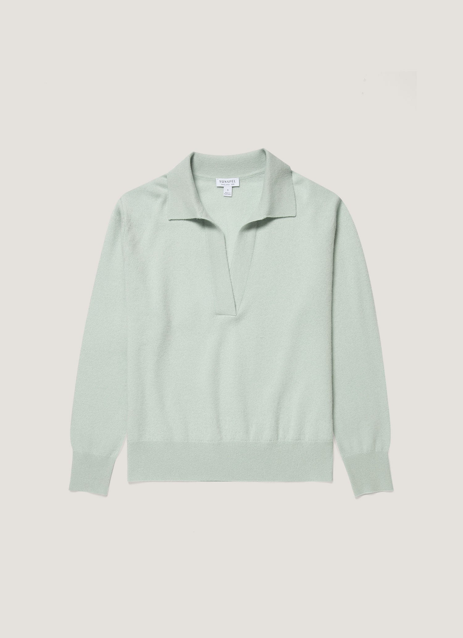 Women's Cashmere Polo Shirt in Light Green