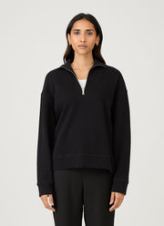 Women's Half Zip Loopback Sweatshirt in Black