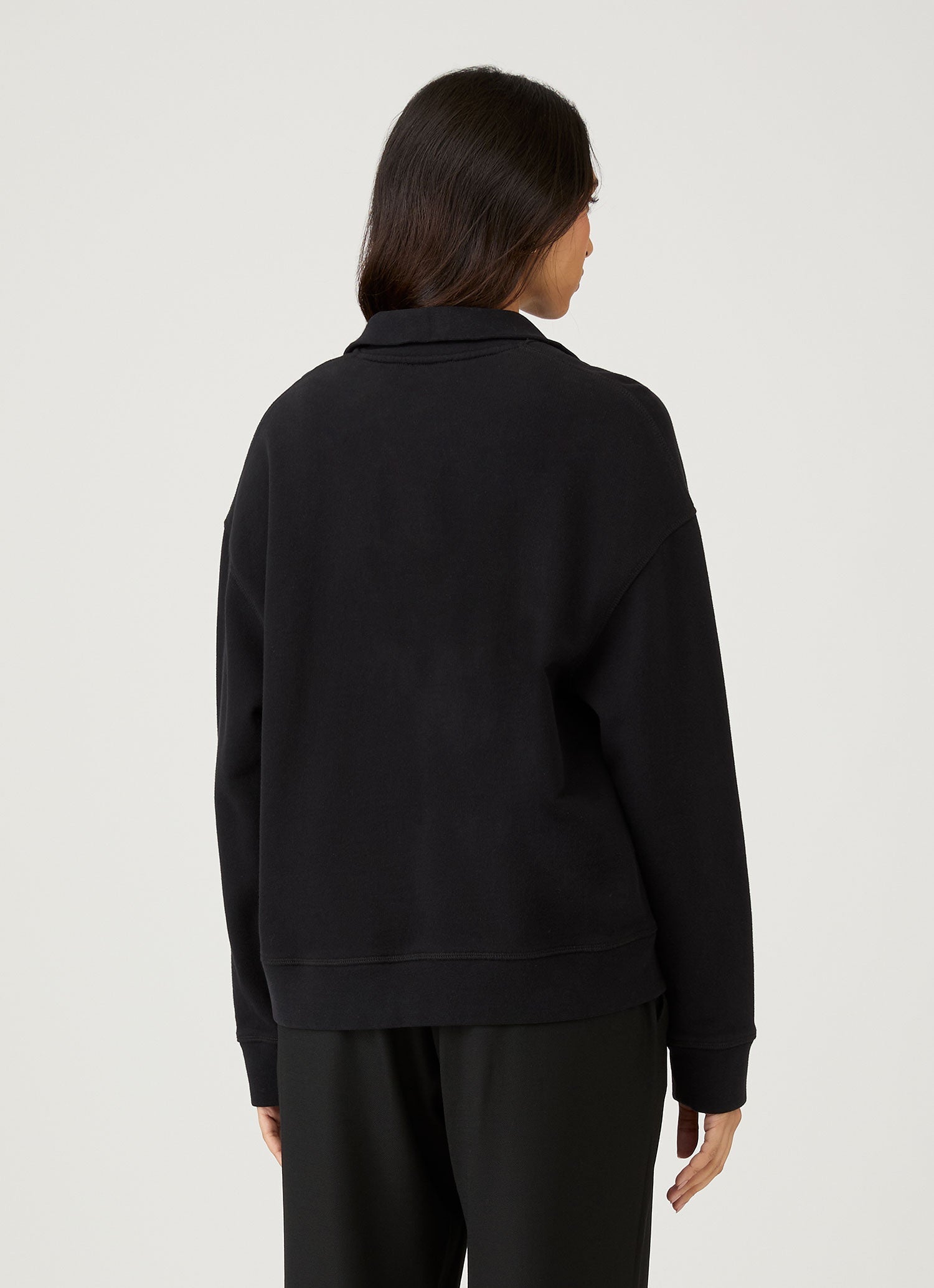 Women's Half Zip Loopback Sweatshirt in Black