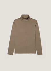 Women's Long Sleeve Funnel Neck Top in Dark Cedar