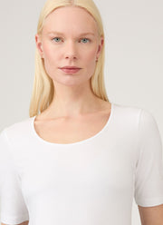Women's Stretch Cotton Scoop Top in White
