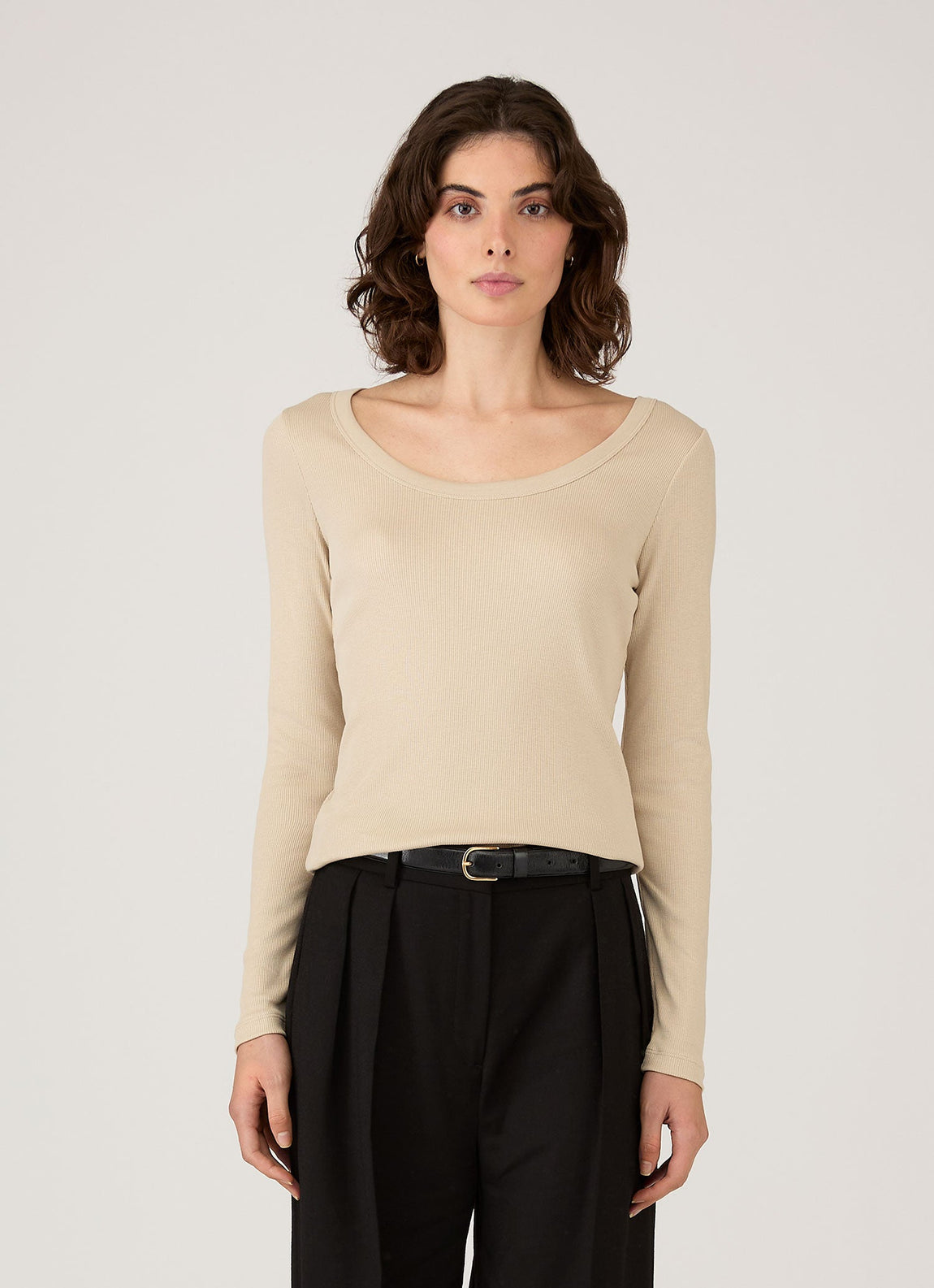 Women's Ribbed Scoop Neck T-shirt in Hazelwood