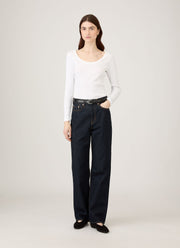 Women's Ribbed Scoop Neck T-shirt in White