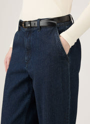 Women's Denim Tapered Trouser in Denim Rinse Wash