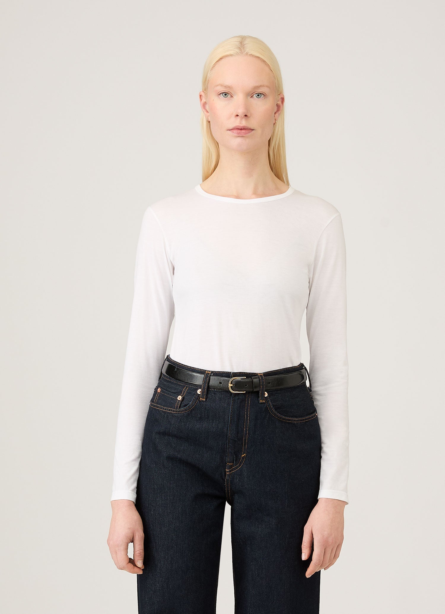 N.HOOLYWOOD SUNSPEL リバーシブル ロングスリーブ カットソー ロングスリーブ クラシック Tシャツ（White）| Sunspel