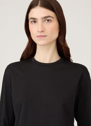 Women's Long Sleeve Boy Fit T-shirt in Black