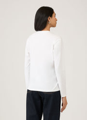 Women's Long Sleeve Boy Fit T Shirt in White