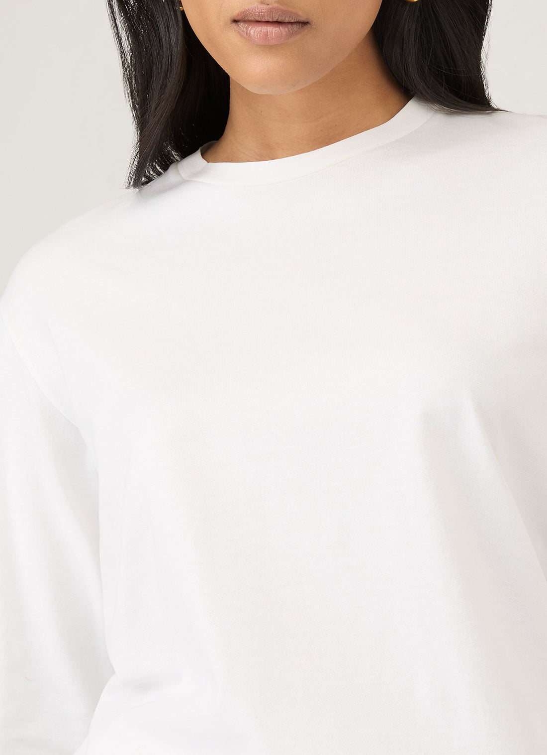 Women's Long Sleeve Boy Fit T Shirt in White