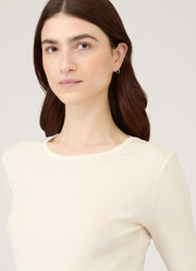 Women's Long Sleeve Ribbed T-shirt in Ecru