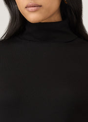 Women's Ribbbed Roll Neck in Black