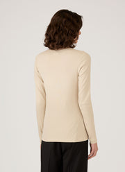 Women's Ribbed Henley in Hazelwood