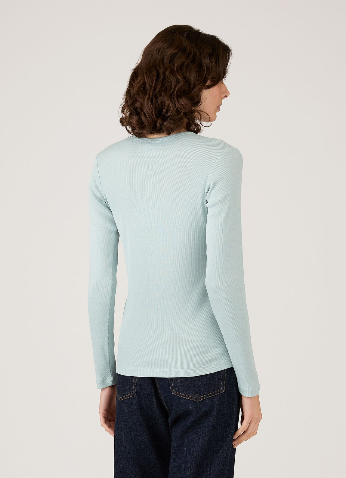 Women's Ribbed Henley in Peppermint