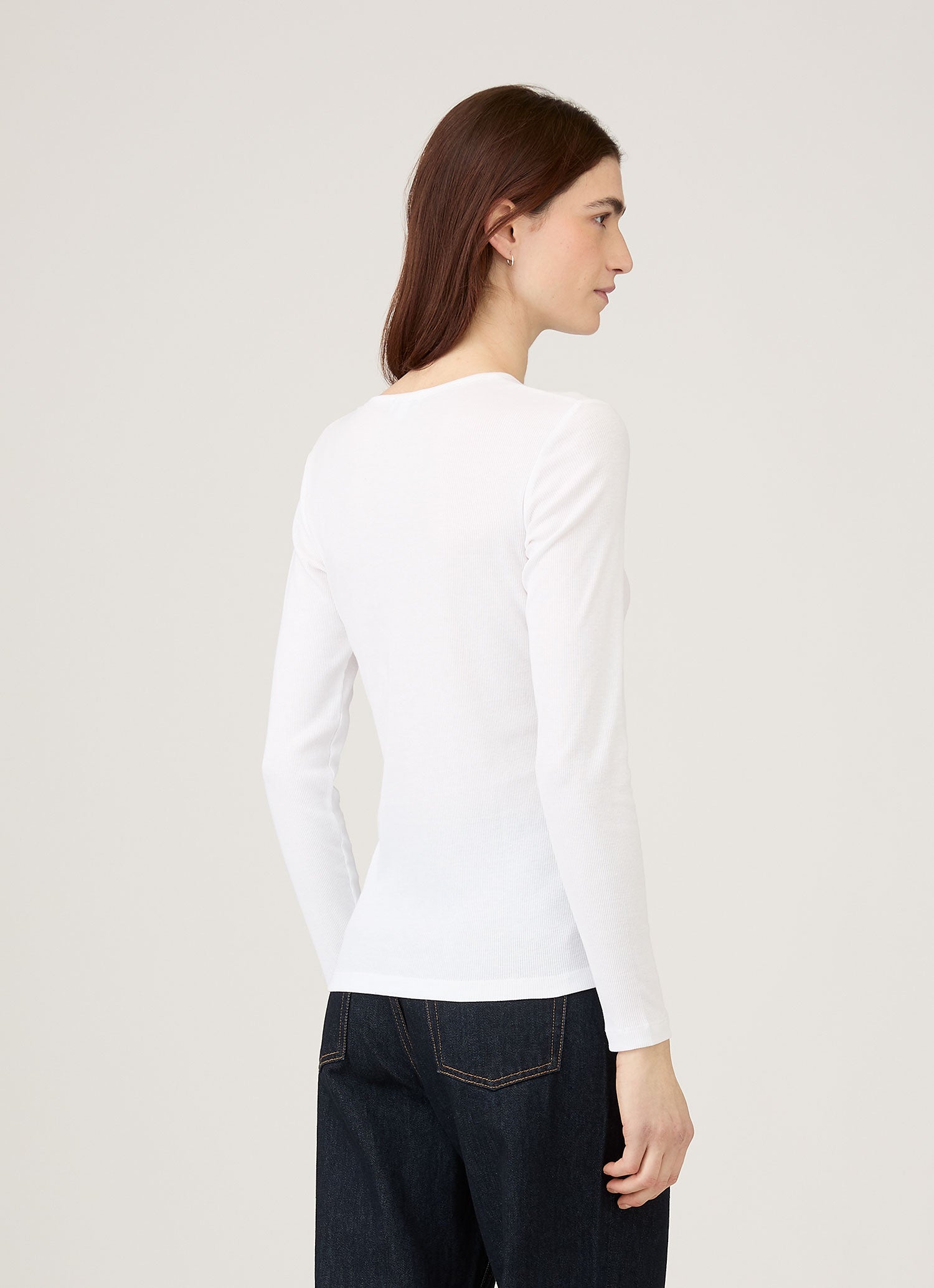 Women's Ribbed Henley in White