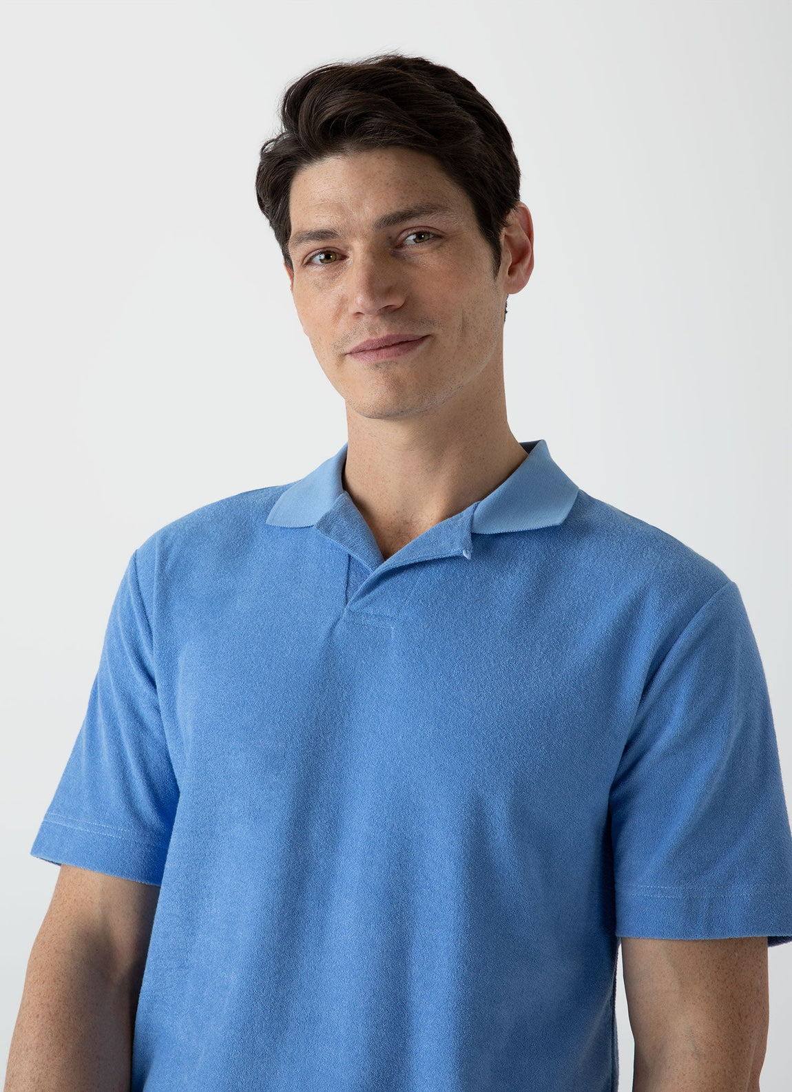 Men's Towelling Polo Shirt in Cool Blue