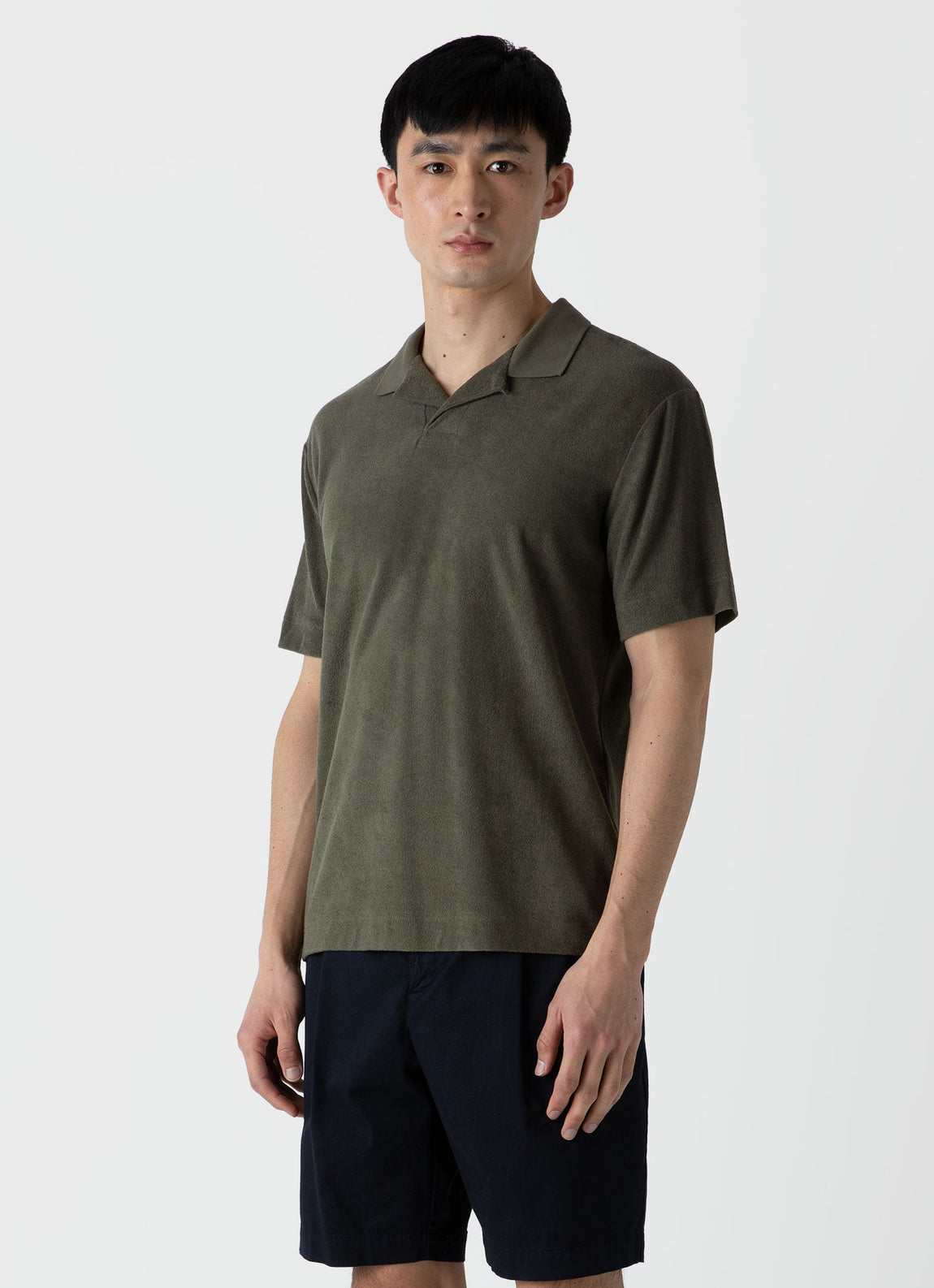 Men's Towelling Polo Shirt in Hunter Green