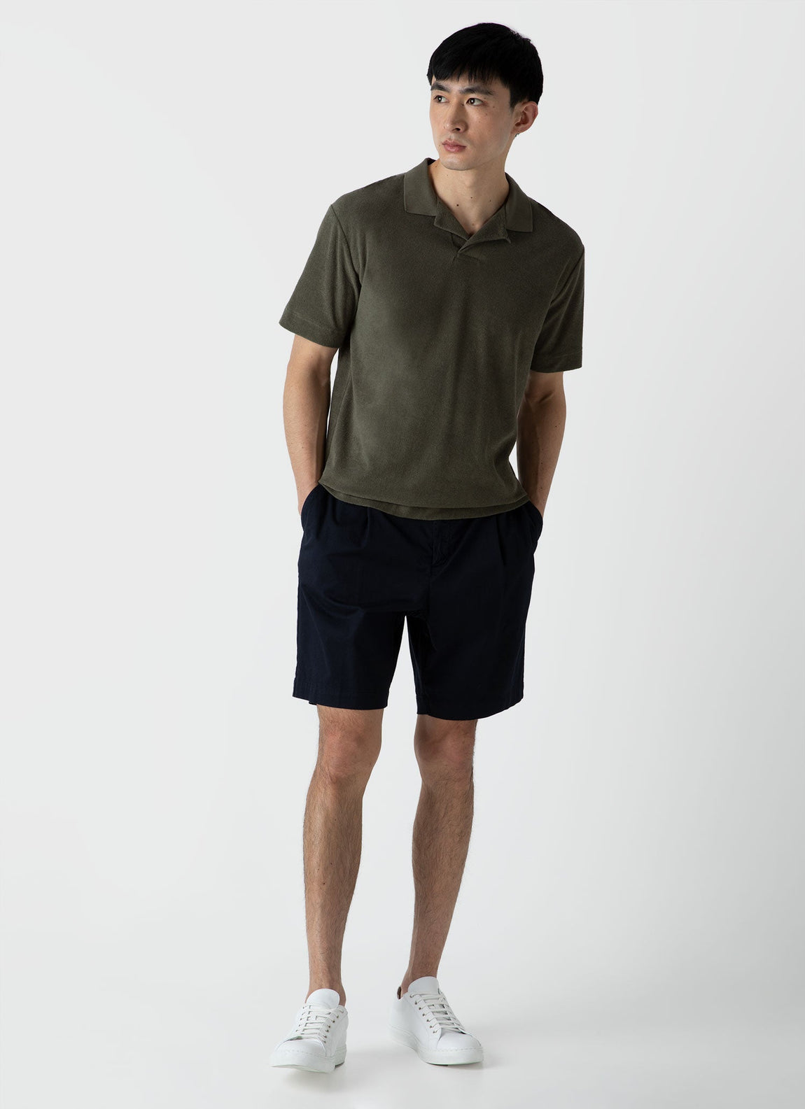 Men's Towelling Polo Shirt in Hunter Green