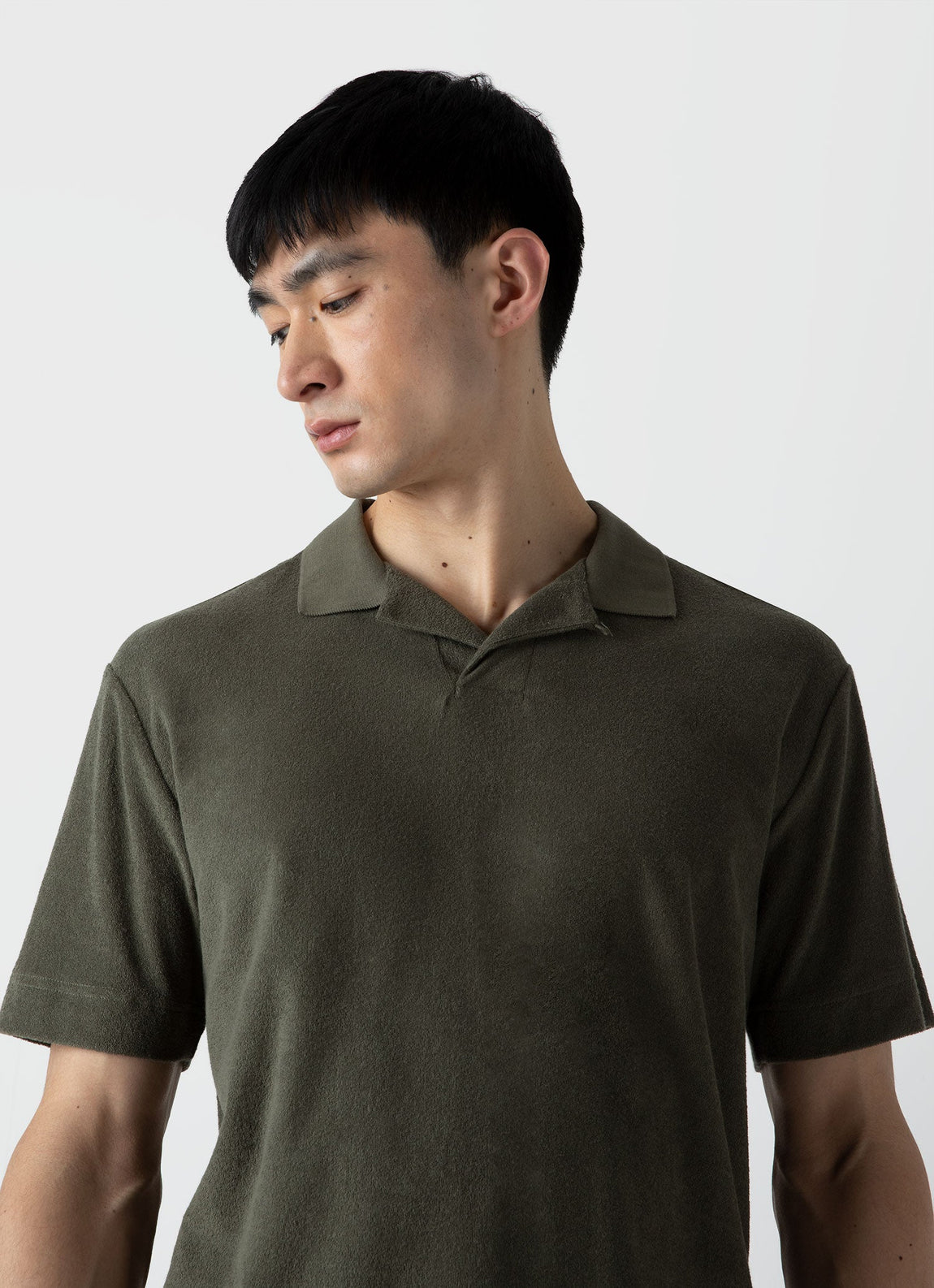 Men's Towelling Polo Shirt in Hunter Green