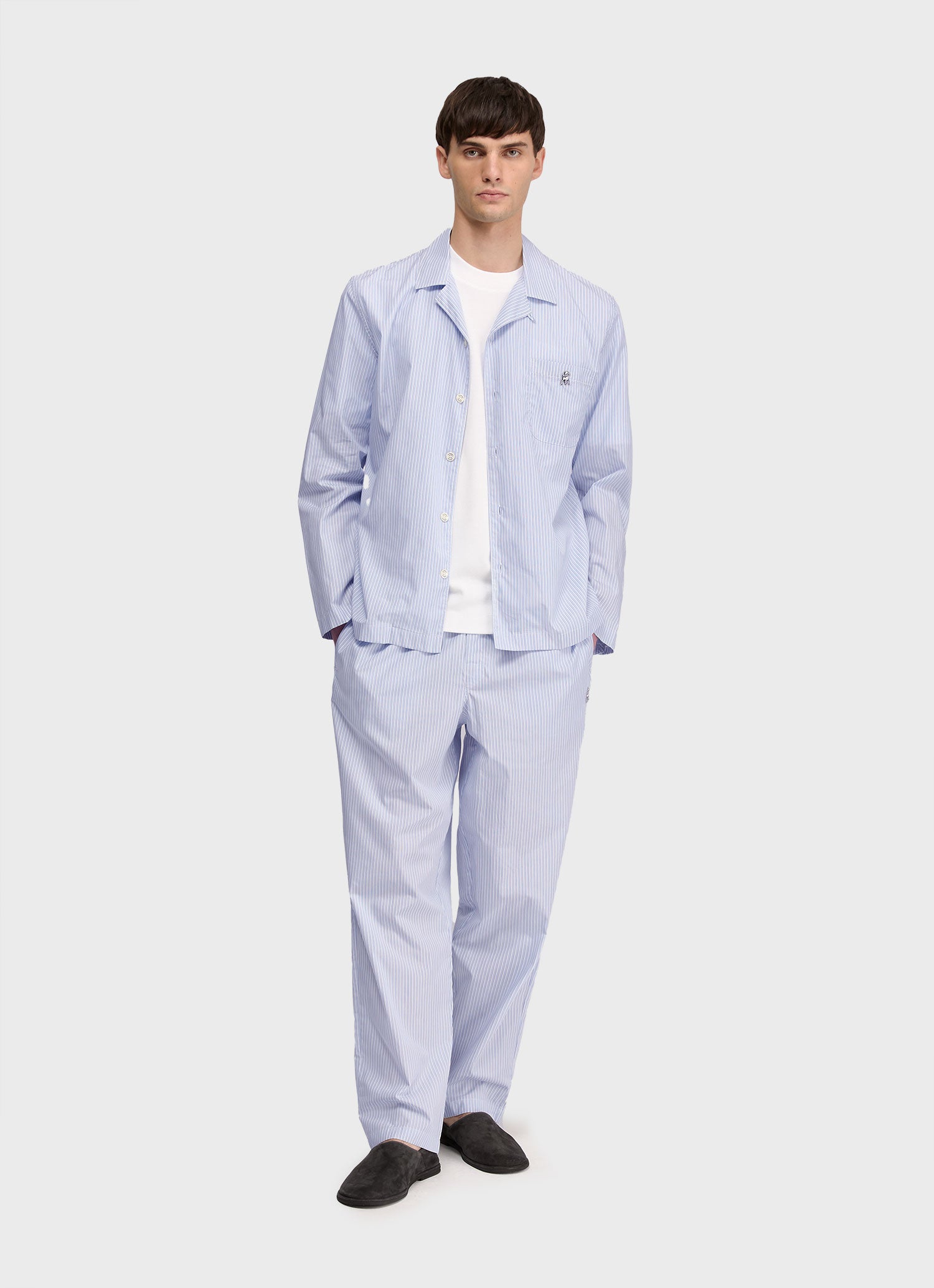 Men's Sunspel x the Shepherd UNDERCOVER Pyjama Shirt in Blue/White Stripe