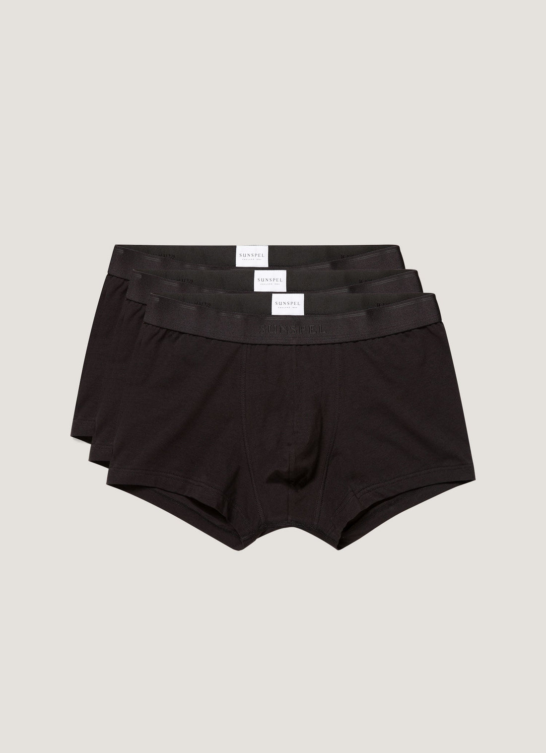 Men's Stretch Cotton Trunks 3-Pack in Black