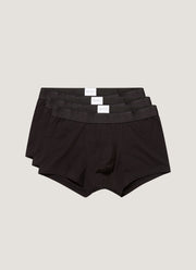 Men's Stretch Cotton Trunks 3-Pack in Black