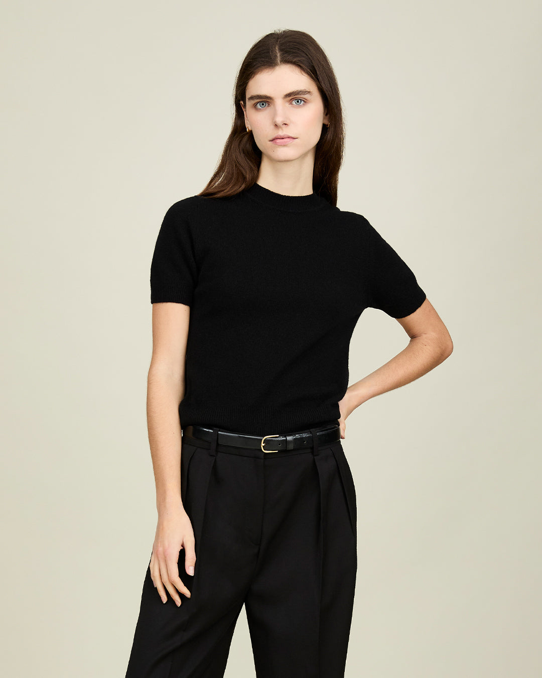 クロップ トップ （Black）| Sunspel