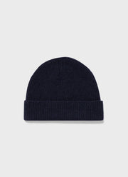 Cashmere Ribbed Hat in Navy