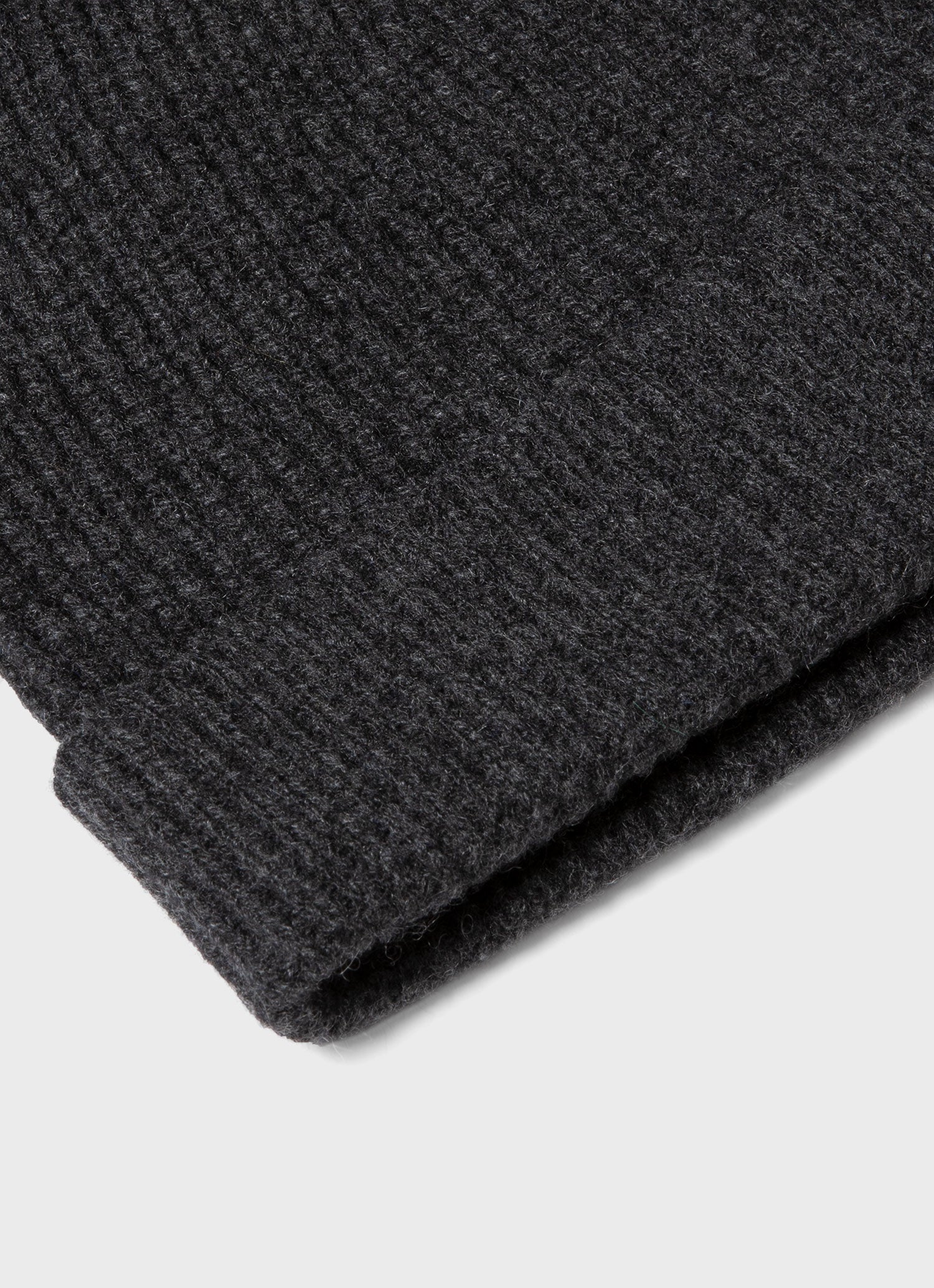 Cashmere Ribbed Hat in Charcoal Melange