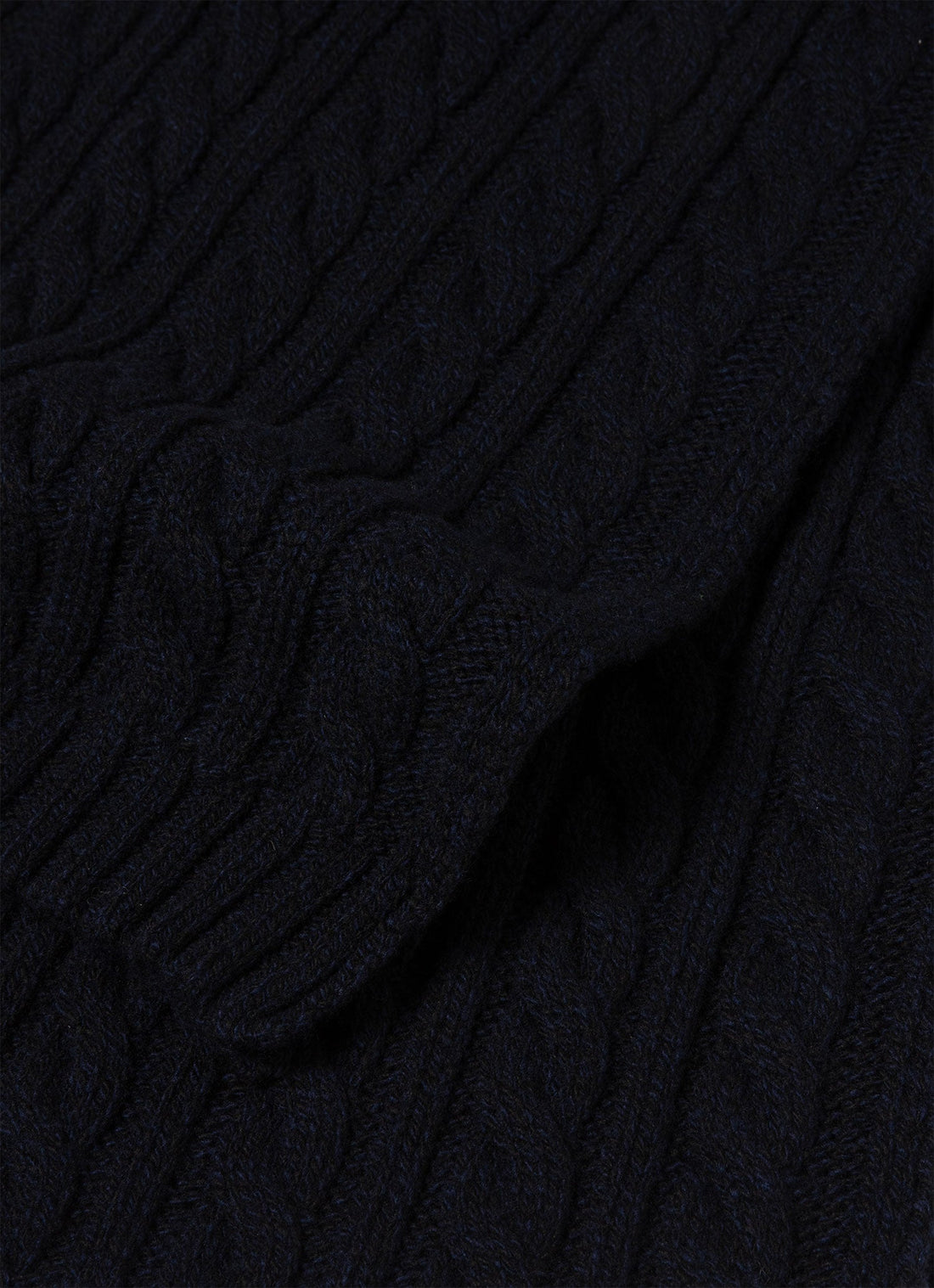 Lambswool Cable Scarf in Dark Navy Mouline