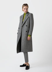 Women's Edie Campbell Harris Tweed Coat in Black/Ecru Check