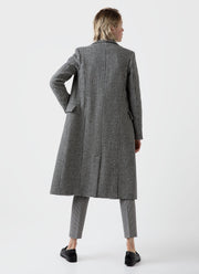 Women's Edie Campbell Harris Tweed Coat in Black/Ecru Check