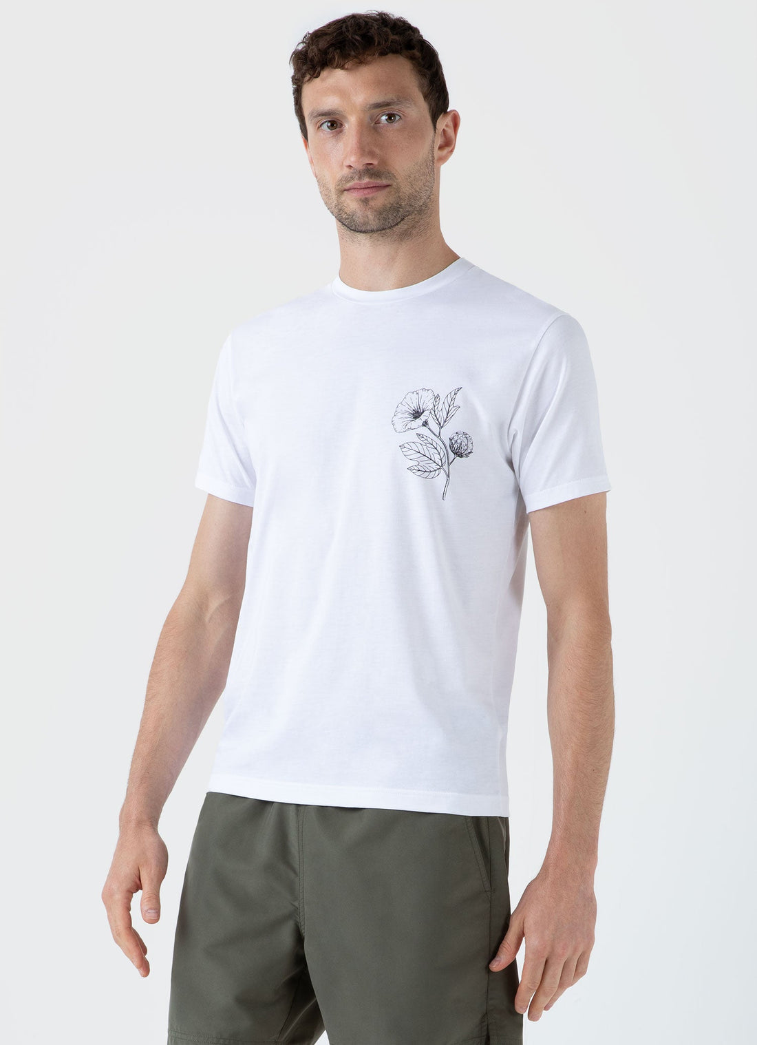 Men's Flower Print T-shirt in White