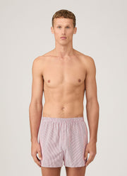 Men's Classic Boxer Shorts in White/Red/Navy Pinstripe