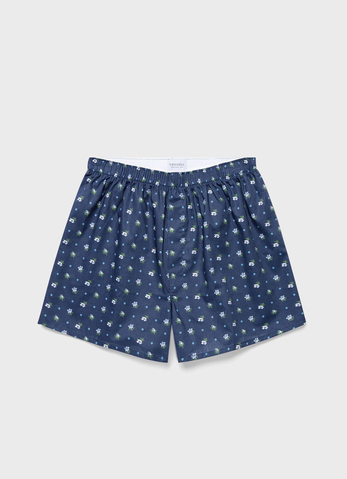 Men's Classic Boxer Shorts in Liberty Fabric in Navy/Blue Ditsy