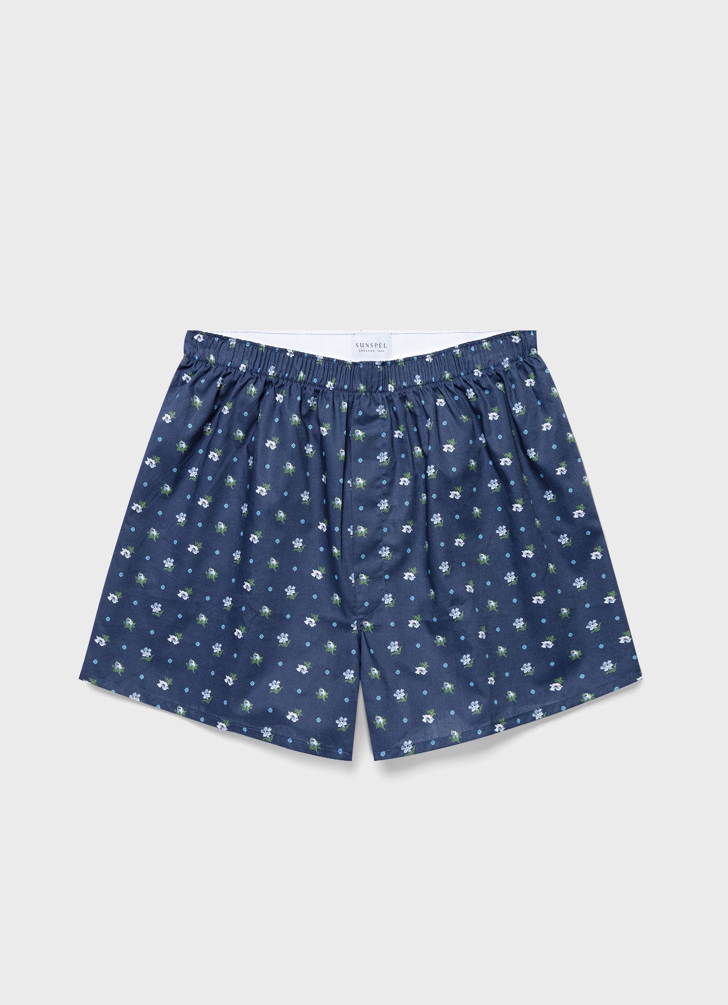 Men's Classic Boxer Shorts in Liberty Fabric in Navy/Blue Ditsy
