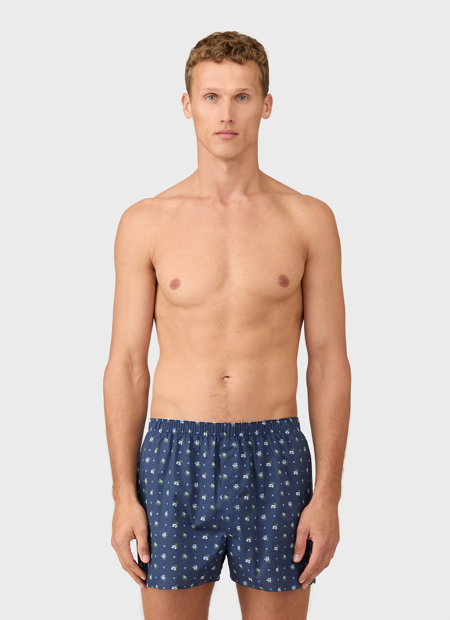 Men's Classic Boxer Shorts in Liberty Fabric in Navy/Blue Ditsy