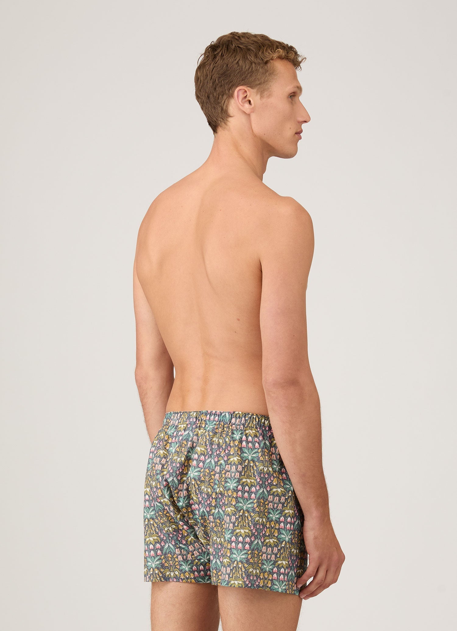 Men's Classic Boxer Shorts in Liberty Fabric in Navy Floral Tropics