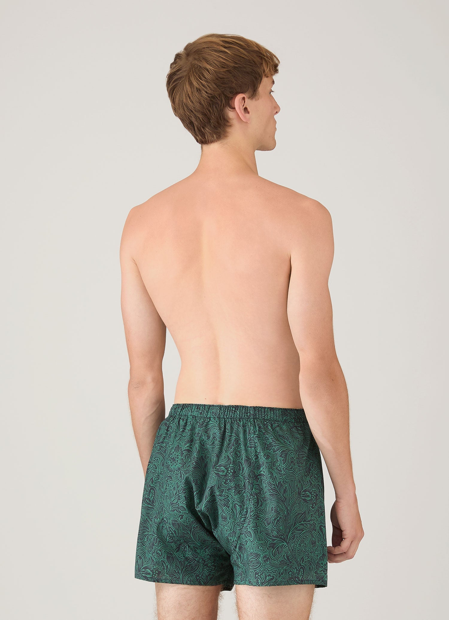 Men's Classic Boxer Shorts in Liberty Fabric in Steel Green Bloom