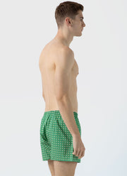 Men's Classic Boxer Shorts in Green Sun & Clouds