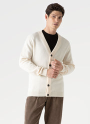 Men's Lambswool Cardigan in Ecru