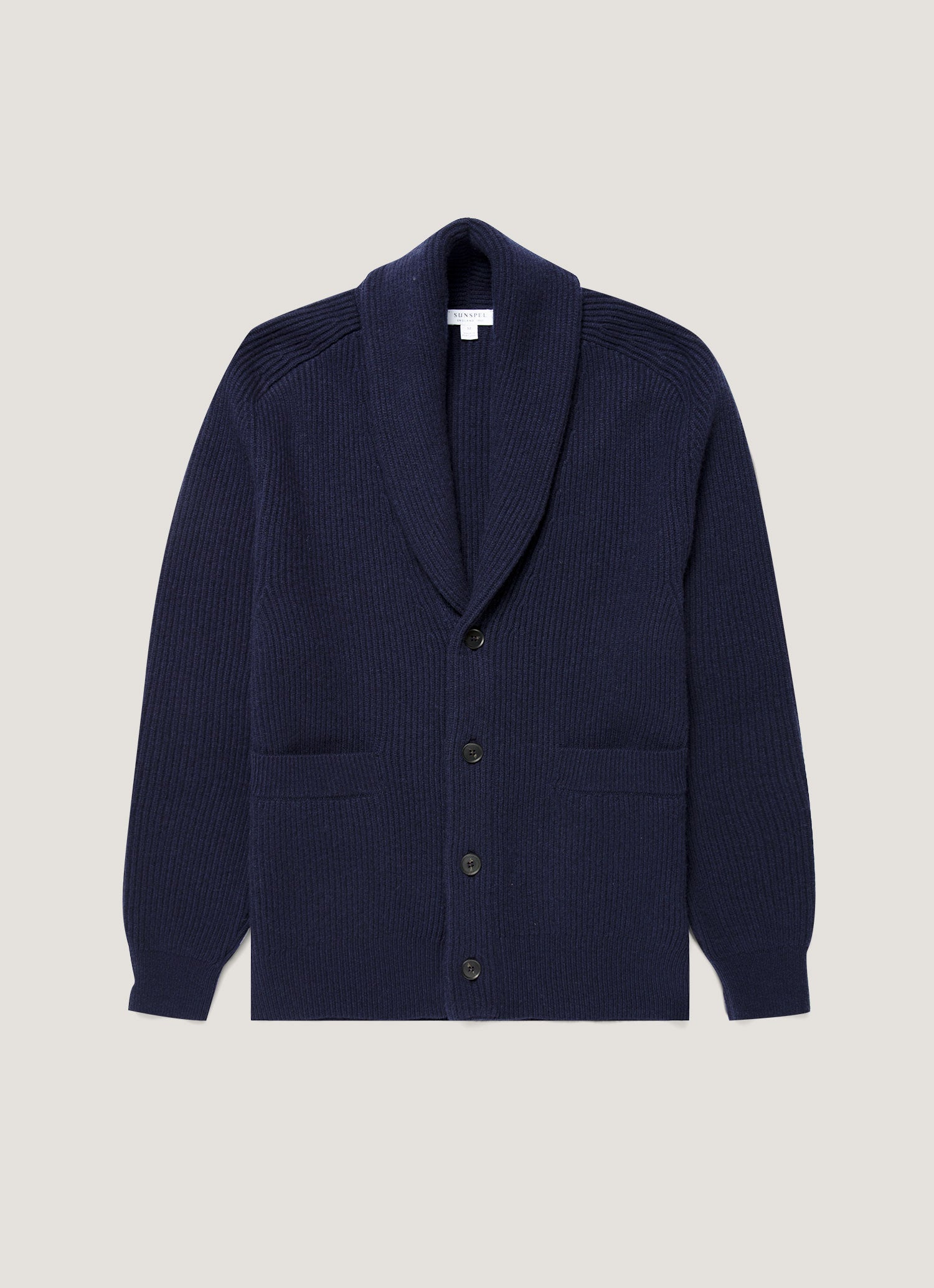 ラムズウール カシミヤ ショールカーディガン（Navy） | Sunspel