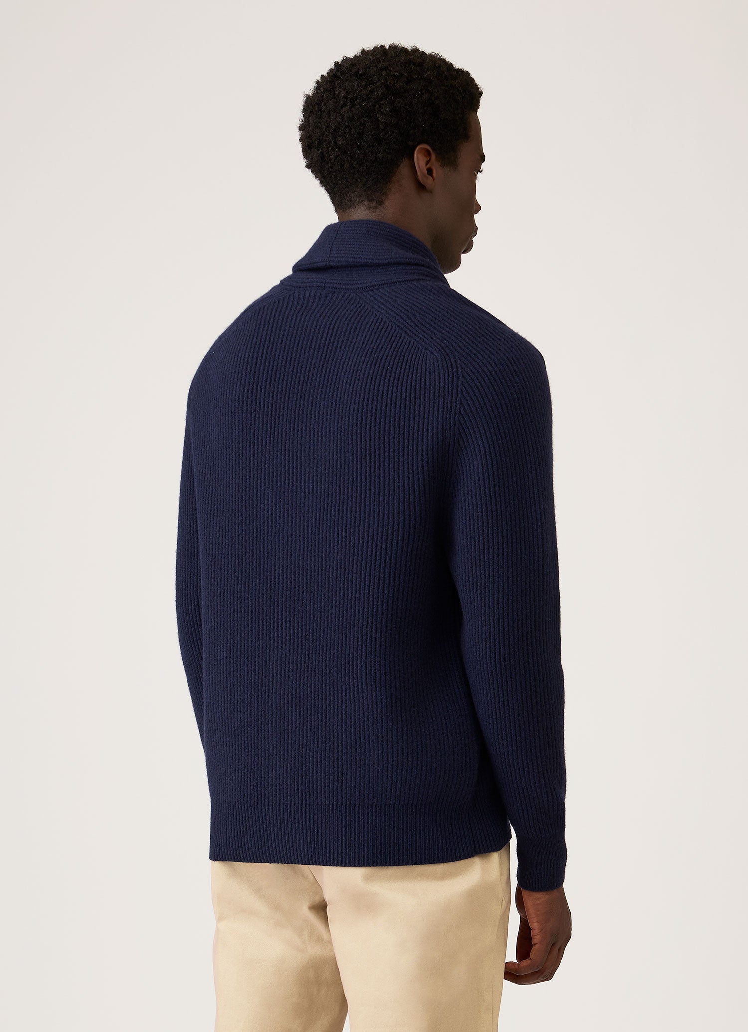 ラムズウール カシミヤ ショールカーディガン（Navy） | Sunspel