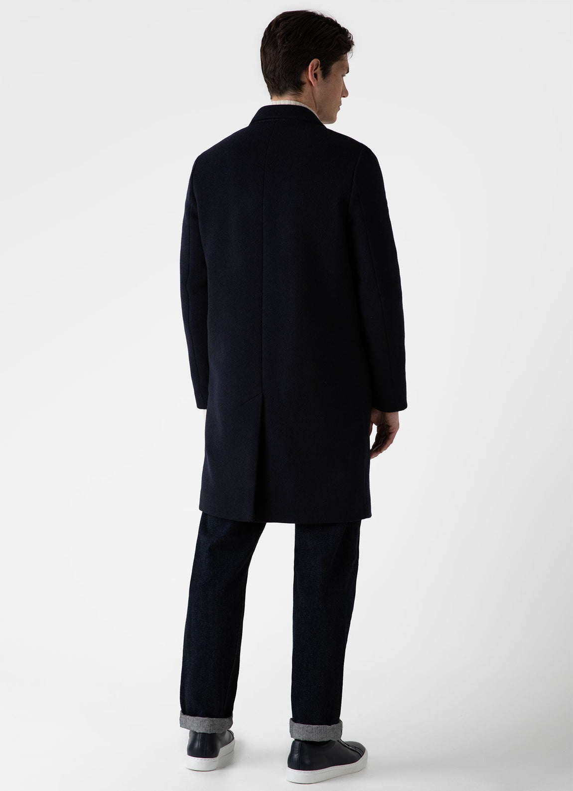 Men's Wool Cashmere Overcoat in Navy